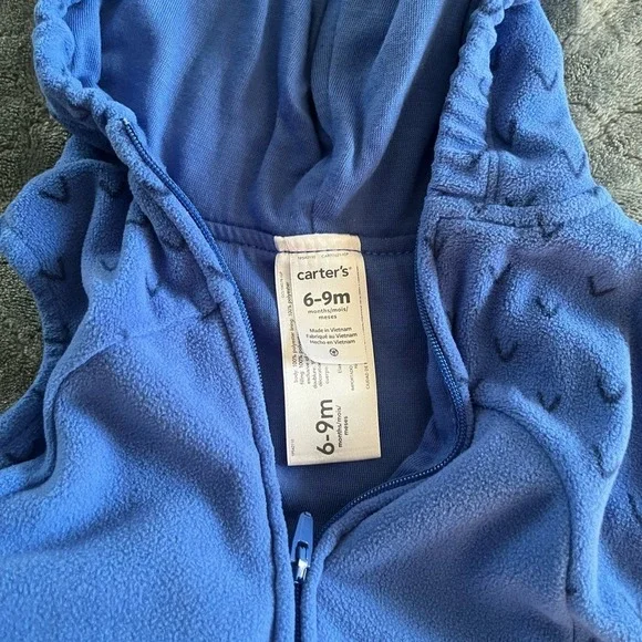 Carters Blue‎ Dinosaur Fleece Hooded Costume Romper 6-9 Months Baby - Picture 2 of 5